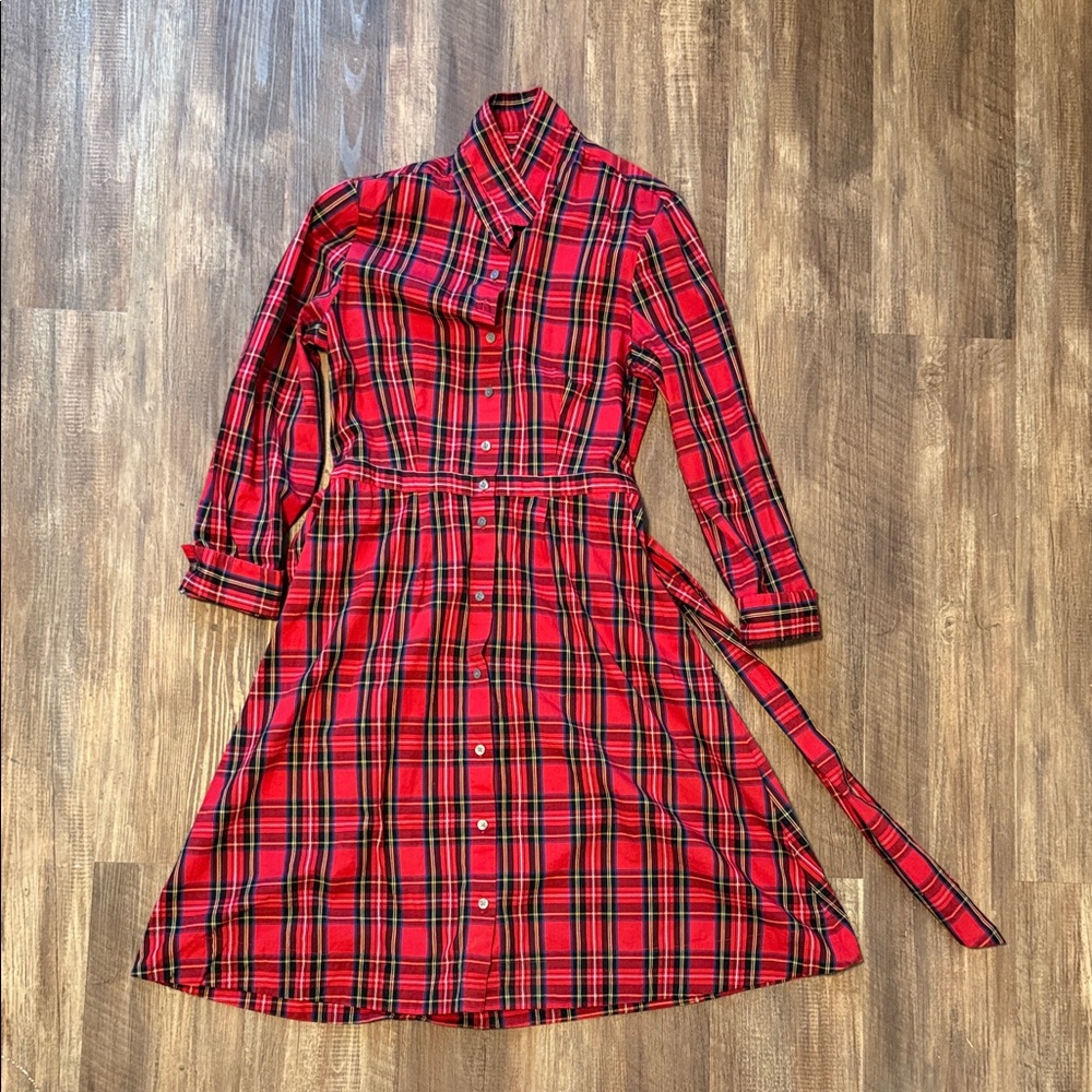 J. Crew Red Tartan TieWaist Plaid Pin Up Dress